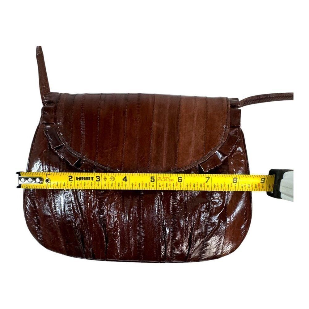 80s Eel Fish Leather Bag Brown Patent Hipster Rare Vintage Retro Fancy Purse View 5